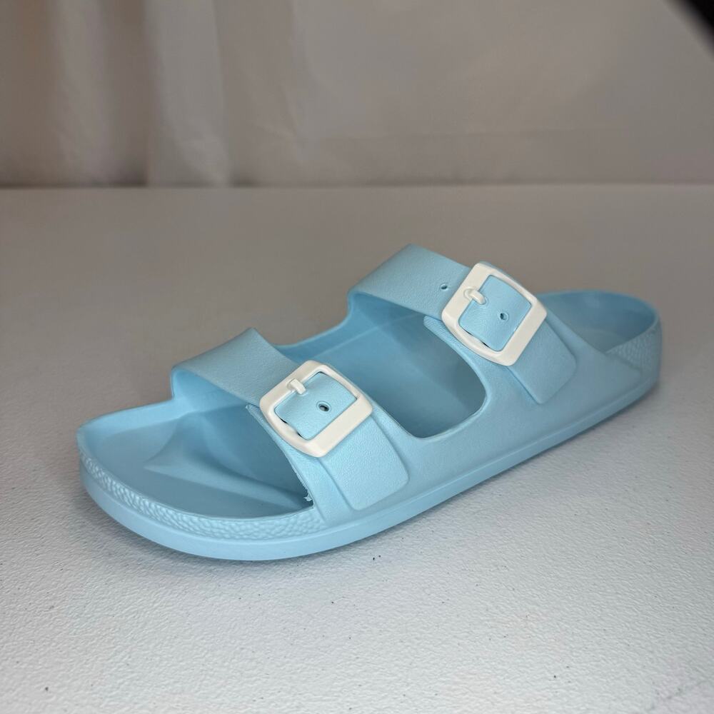 Funky Monkey Womens Comfort Slides Double Buckle Adjustable Blue Size 9